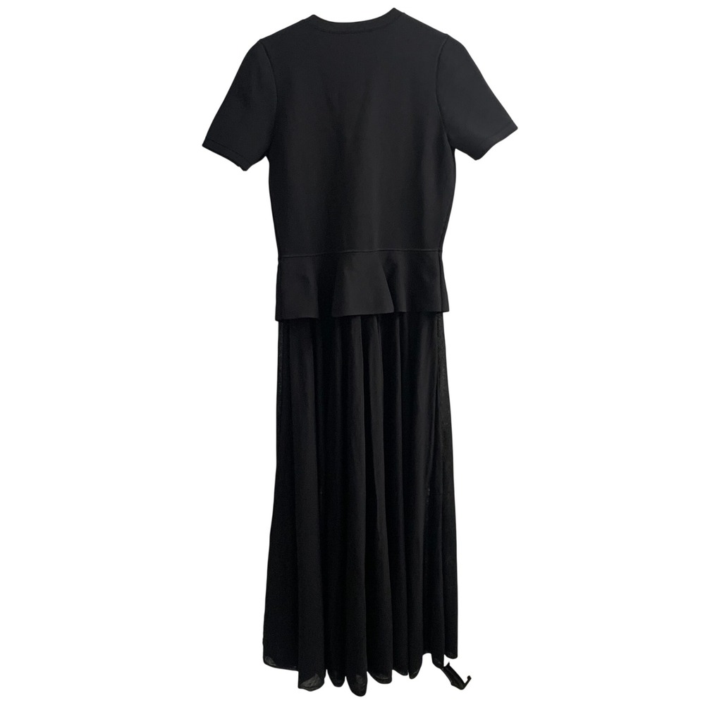 Sandro Judith Black Peplum Maxi Dress Ribbed Knit Button Front Noir Size 40 NEW - Picture 4 of 9
